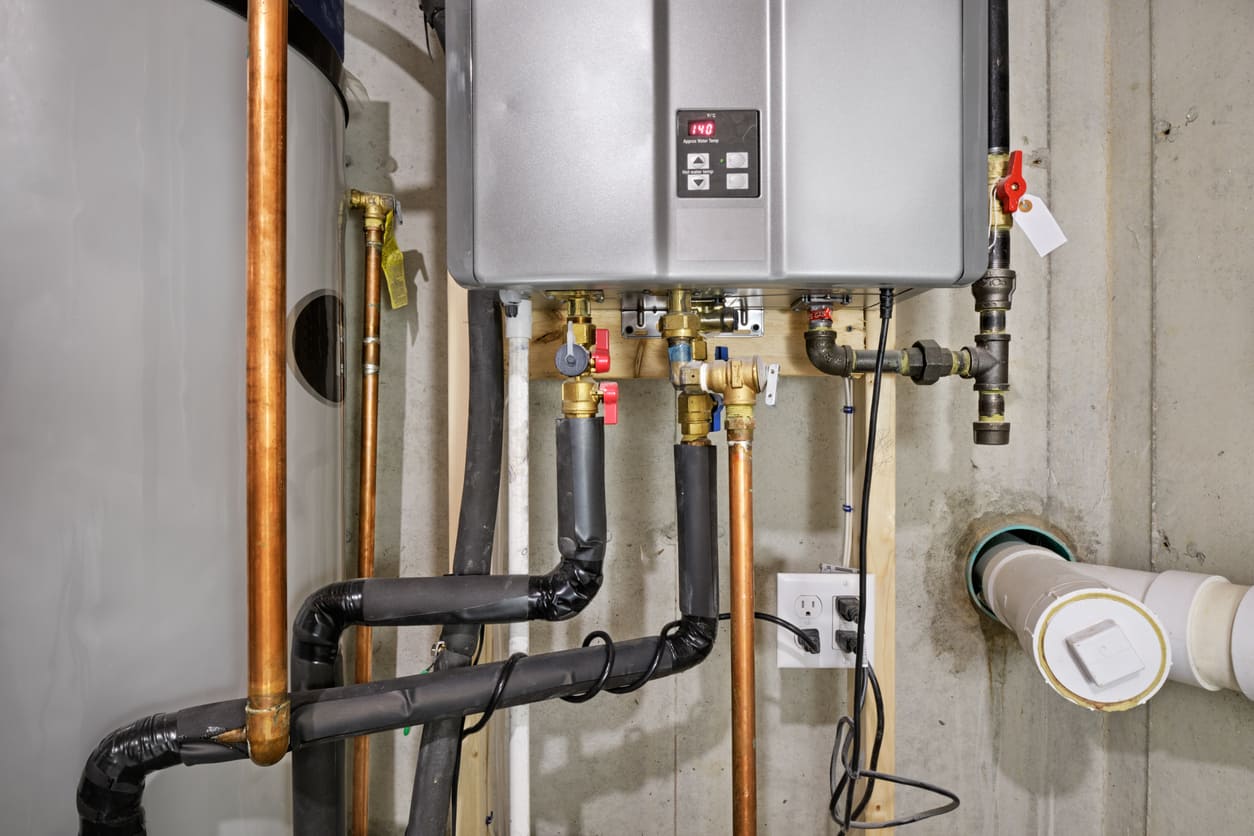 A tankless water heater installed in an Atlanta-area home.
