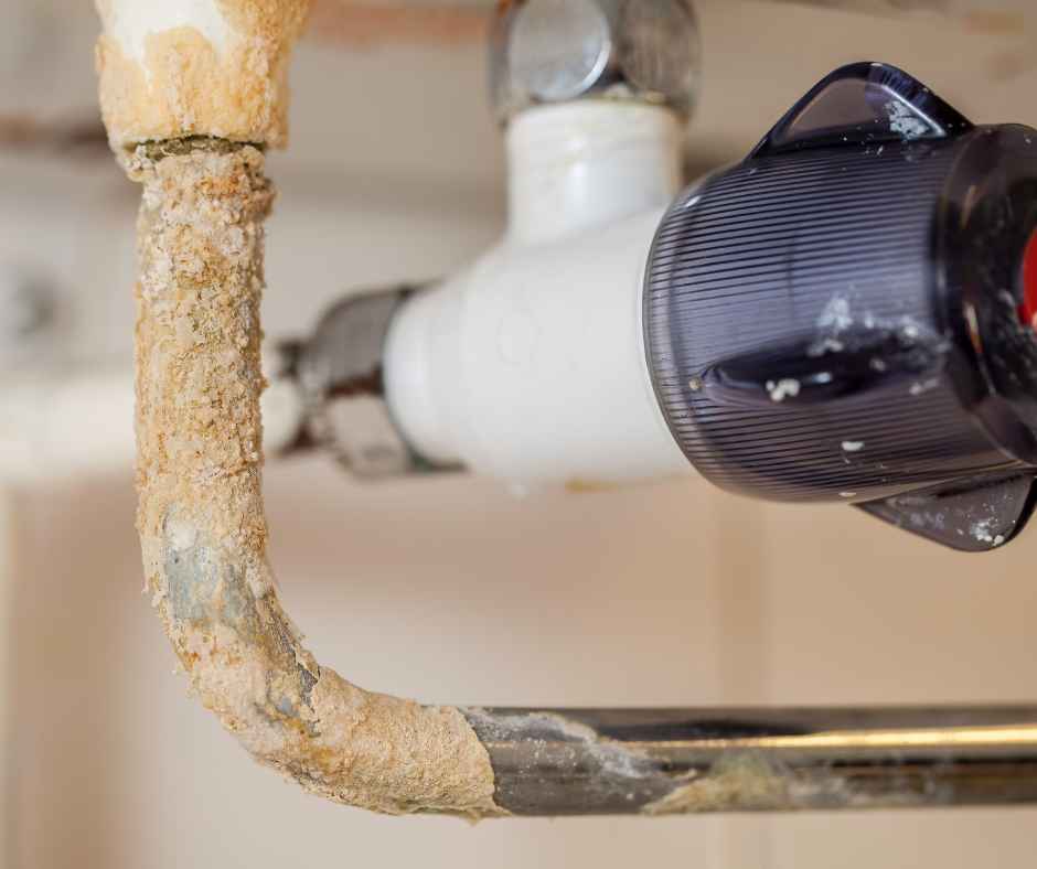 Hard water damage on pipes